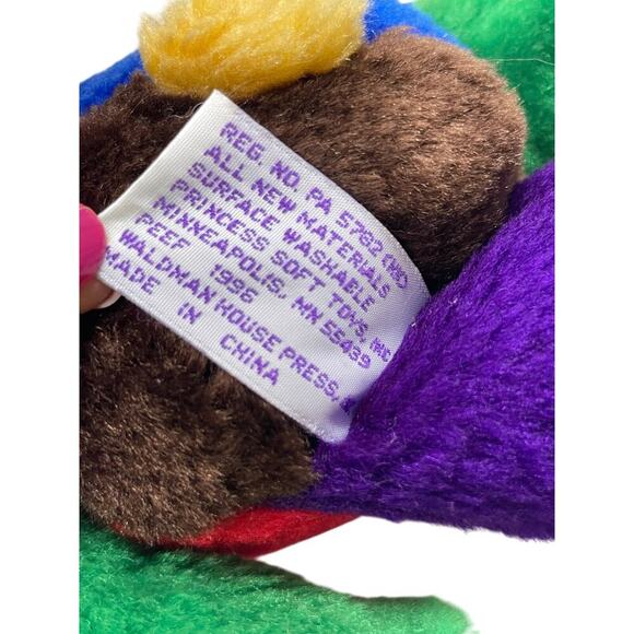 VTG 1996 PEE THE CHRISTMAS BEAR PATCHWORK TEDDY BEAR 9’ RARE PLUSHIE SQUEAKER - Picture 9 of 12